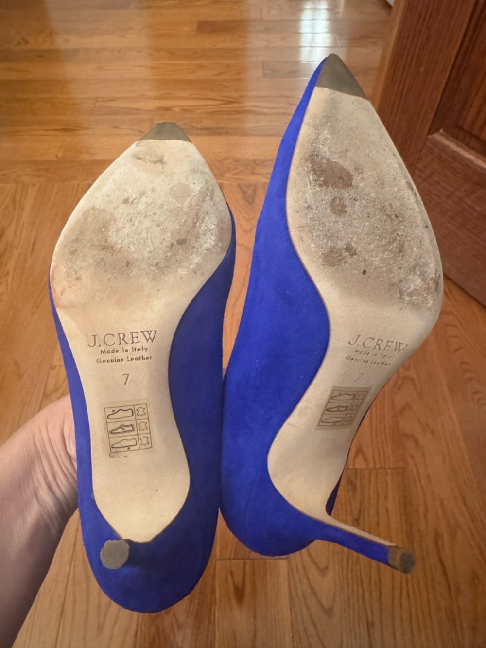 J. Crew Cobalt Blue Suede Pointed-Toe Pumps Size 7 - Picture 6 of 7